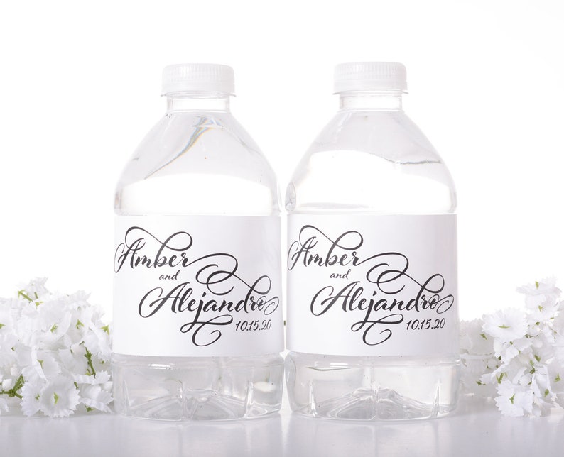 Custom Wedding Stickers, Waterproof Bottle Labels, Wedding Water Bottle Wraps, Custom Reception Decorations image 1