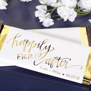 Wedding Candy Wrappers - Metallic Foil Chocolate Bar WRAPPERS - Wedding Chocolate Bar Labels - Custom Candy Stickers - METALLIC - whb-HEA