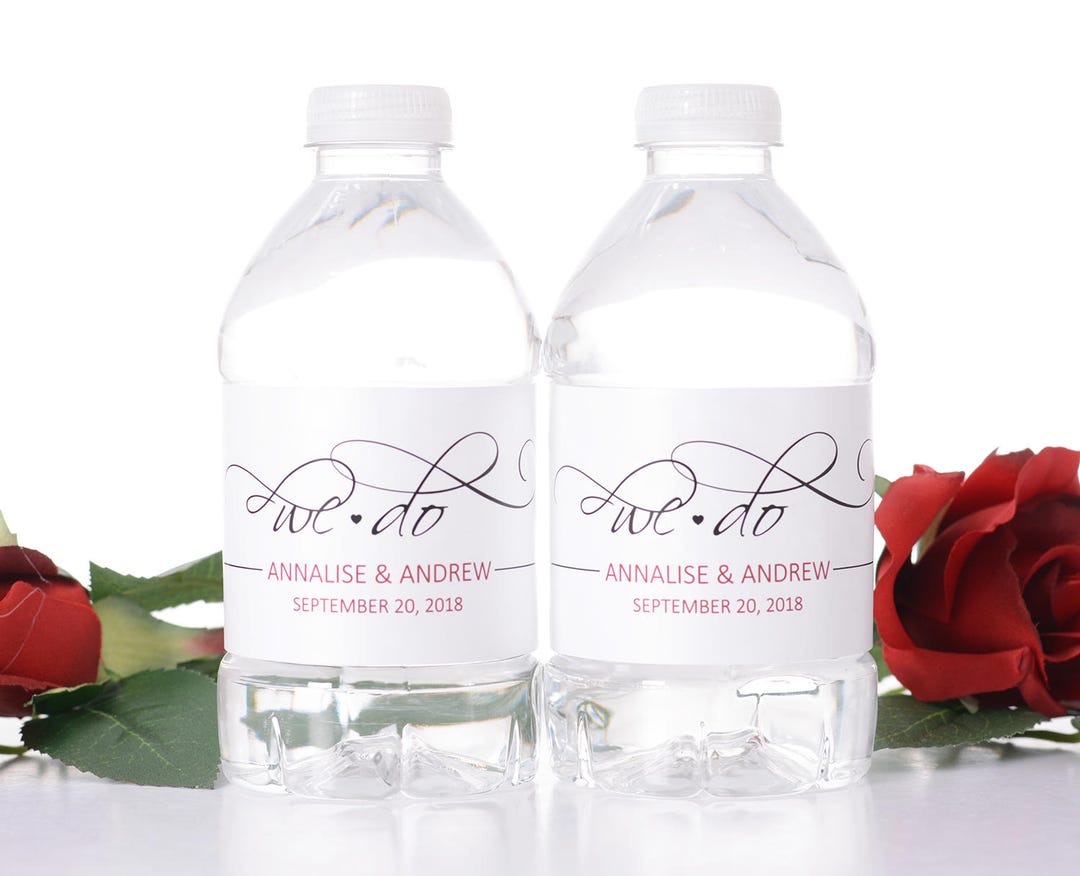We Do Wedding Water Bottle Labels Elegant Wedding Bottle Labels