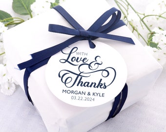 Thank You Wedding Favor Tags - Wine Bottle Tags, Favor Box Bag Tags - Personalized Round Wedding Favor Tags - Hanging Wedding Favor Tags