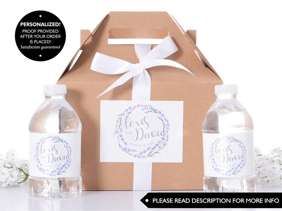 Lavender Wedding Boxes - Wedding Favor Box / Welcome Boxes with Water Bottle Labels - Floral Favor Box Kits - Hotel Welcome Kit - #wdiG-109 Il_570xn