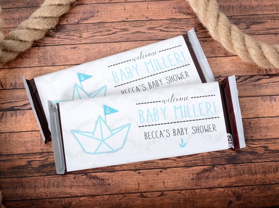Sailboat Candy Bar Wrappers, 25 Baby Shower Chocolate Bar Wraps, Nautical Baby Shower Candy Stickers #bsiHB-98 Il_570xn