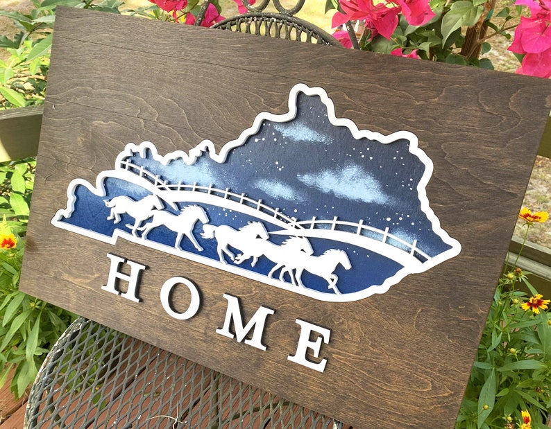 Hand Painted Kentucky Wall Art Custom Wood Kentucky Sign KY Etsy