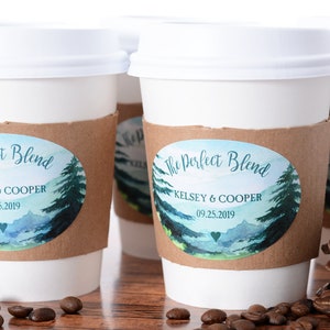 Wedding Cups - Mountain Wedding Coffee Cups - Beverage Supplies - Wedding Coffee Cups and Labels - Hot Chocolate Cups & Sleeves - #wdiCF-249