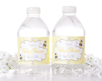 Baby Shower Water Bottle Labels - Baby Shower Stickers - Waterproof Water Bottle Labels for Baby Shower - Bumblebee Baby Shower #bsiW-69