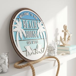 Custom Coastal Decor Sign, Personalized Family Name Sign, Beach House Decor, New Home Gift, Custom Beach Gifts, Boho Beach Wood Sign image 1