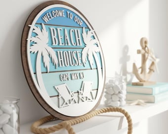 Custom Coastal Decor Sign, Personalized Family Name Sign, Beach House Decor, New Home Gift, Custom Beach Gifts, Boho Beach Wood Sign