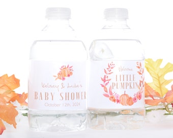 Custom Baby Shower Water Bottle Labels - Baby Shower Stickers - Waterproof Water Bottle Labels for Baby Shower - Fall Baby Shower #bsiW-51