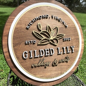 Custom Venue Sign, Storefront Sign, Wedding Venue Logo, Raised 3D Wood Sign, YOUR LOGO HERE Window Sign, Wooden Business Sign, Wooden Logo