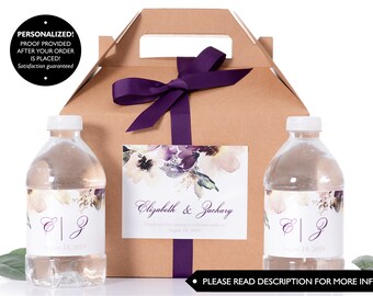 Floral Wedding Boxes - Wedding Favor / Welcome Box Sets with Water Bottle Labels - Vintage Garden Wedding Welcome Box - Box Kits - #wdiG-279