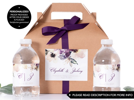 Floral Wedding Boxes - Wedding Favor / Welcome Box Sets with Water Bottle Labels - Vintage Garden Wedding Welcome Box - Box Kits - #wdiG-279 Il_570xn