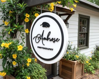 Photography Logo Custom Sign: Outdoor or Indoor Durable Business Signage, Branded Storefront Plaque