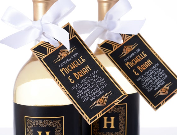 Art Deco Wedding Tags - Wine Bottle Tags, Favor Box Tags, Bag Tags - Personalized Gatsby Wedding Favor Tags - Hanging Tags - #wtg-115 Il_570xn