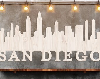 San Diego Wall Sign, City Skyline Wall Decor, California Wall Art, San Diego Skyline Sign, Wood California Sign, Skyline Home Decor City Art