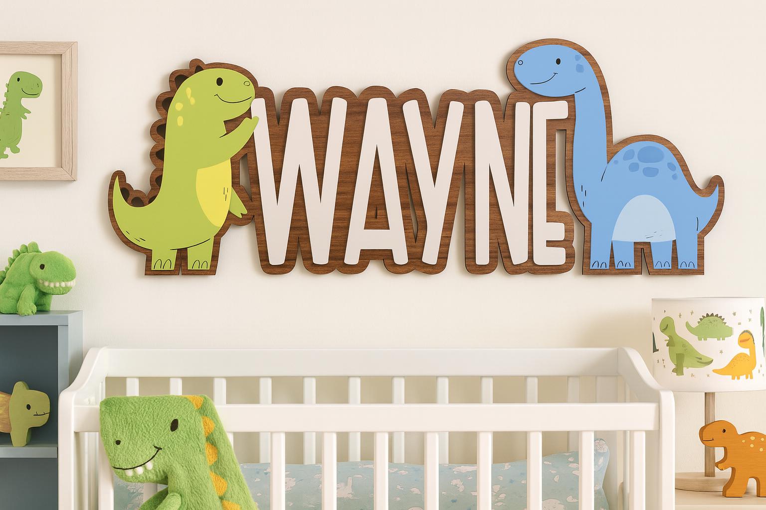 Dinosaur Baby Name Sign | Custom Laser Cut Name Sign, Dinosaur Nursery ...