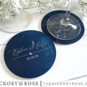 Starry Night Wedding Coasters, Starlight Wedding Decor, Clear Acrylic Coasters, Plastic Wedding Coasters, Customized Wedding Keepsakes