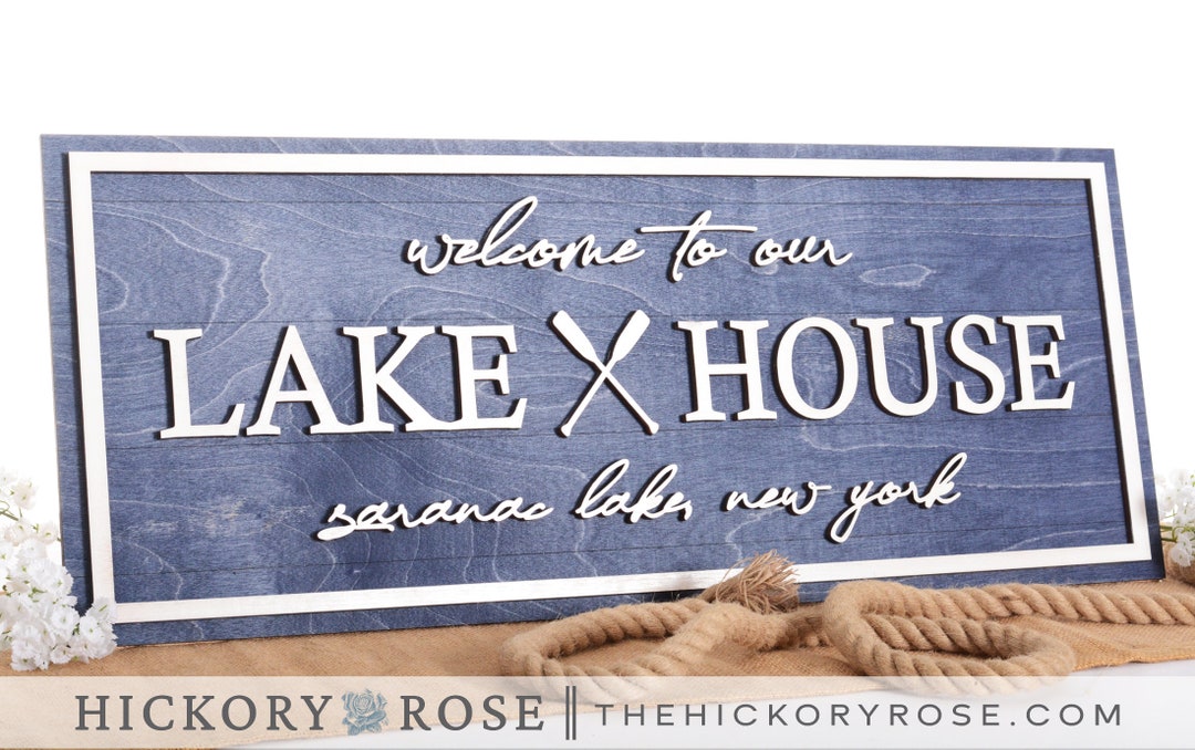 Lake House Welcome Sign, Custom Wood Lake House Sign, Lake House Wall ...