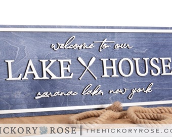 Lake House Welcome Sign, Custom Wood Lake House Sign, Lake House Wall Decor, Lake House Gifts, Housewarming Gift, Personalized Signs