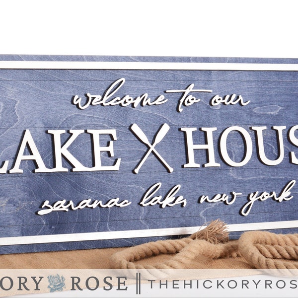 Lake House Welcome Sign, Custom Wood Lake House Sign, Lake House Wall Decor, Lake House Gifts, Housewarming Gift, Personalized Signs