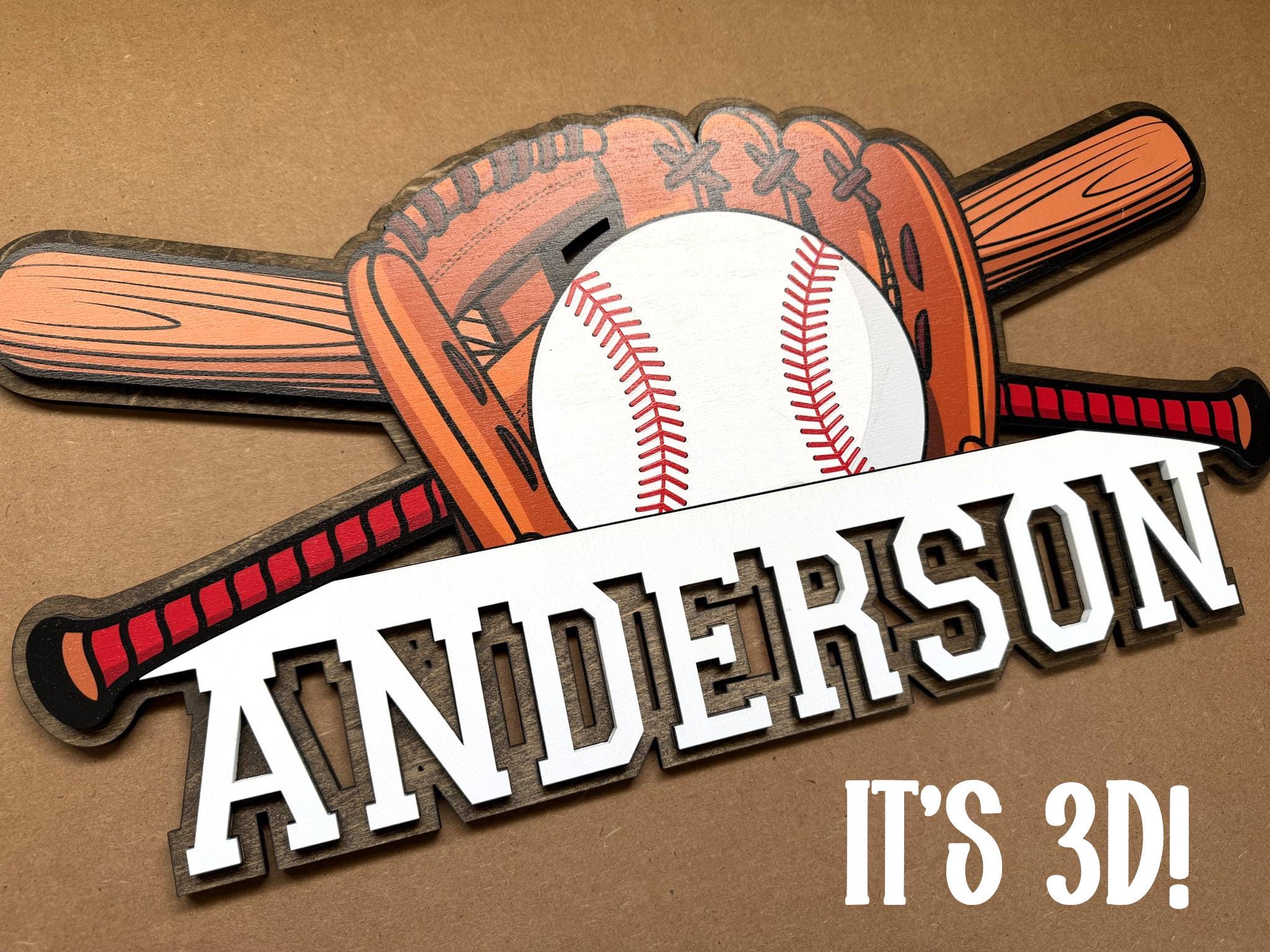 Baseball Themed Kids Name Sign, Baby Nursery Sports Plaque, Wooden ...