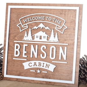 Custom Cabin House Sign, Rustic Wall Sign, Cabin Home Decor, Personalized Cabin Gifts, Lodge Wall Sign, Cabin Welcome Sign, Family Name Sign