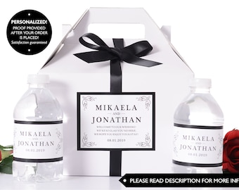 Hotel Wedding Box - Wedding Welcome Boxes with Matching Water Labels - Survival Kit Favor Boxes - Thank You Gift Boxes - #wdiG-195