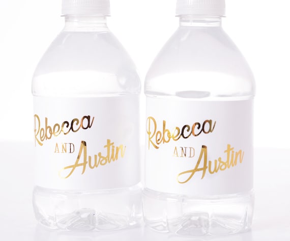METALLIC FOIL Wedding Water Bottle Labels - REAL Metallic Water Bottle Labels - Shiny Wedding Water Bottle Labels - Personalized Il_570xn