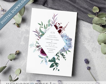 Garden Wedding Invitation, Editable Invitation Template, Instant Download Wedding Invite, Printable Invitation Template | #wdi-364