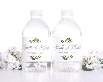 Greenery Wedding Stickers, Waterproof Bottle Labels, Wreath Wedding Water Bottle Wraps, Custom Reception Decorations - #wdiW-337