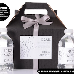 Hotel Wedding Box - Wedding Welcome Boxes with Matching Water Labels - Wedding Survival Kit -Wedding Monogram Gift Boxes - #wdiG-257