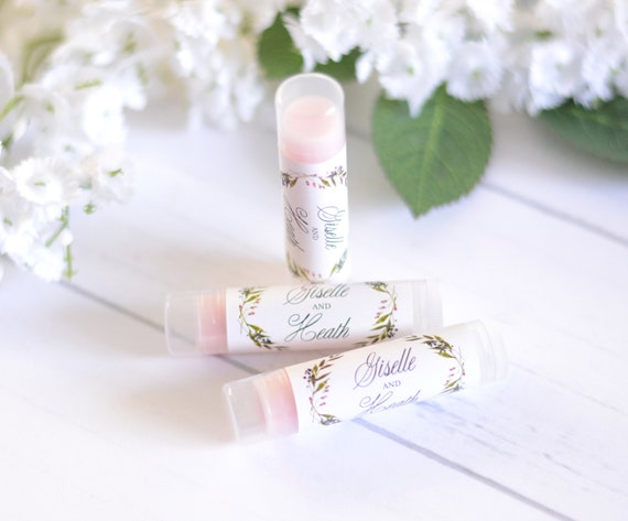 Custom Wedding Chapstick Favors, Greenery Wedding Lip Balms, Lip Balm Labels and Tubes, Laurel Wedding Chapstick #wdiL-337 Il_570xn