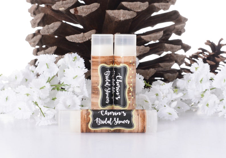 Rustic Vintage Wedding Theme Bridal Shower Lip Balms and Labels Customized Chapstick Labels Vintage Wedding Chapstick Favors