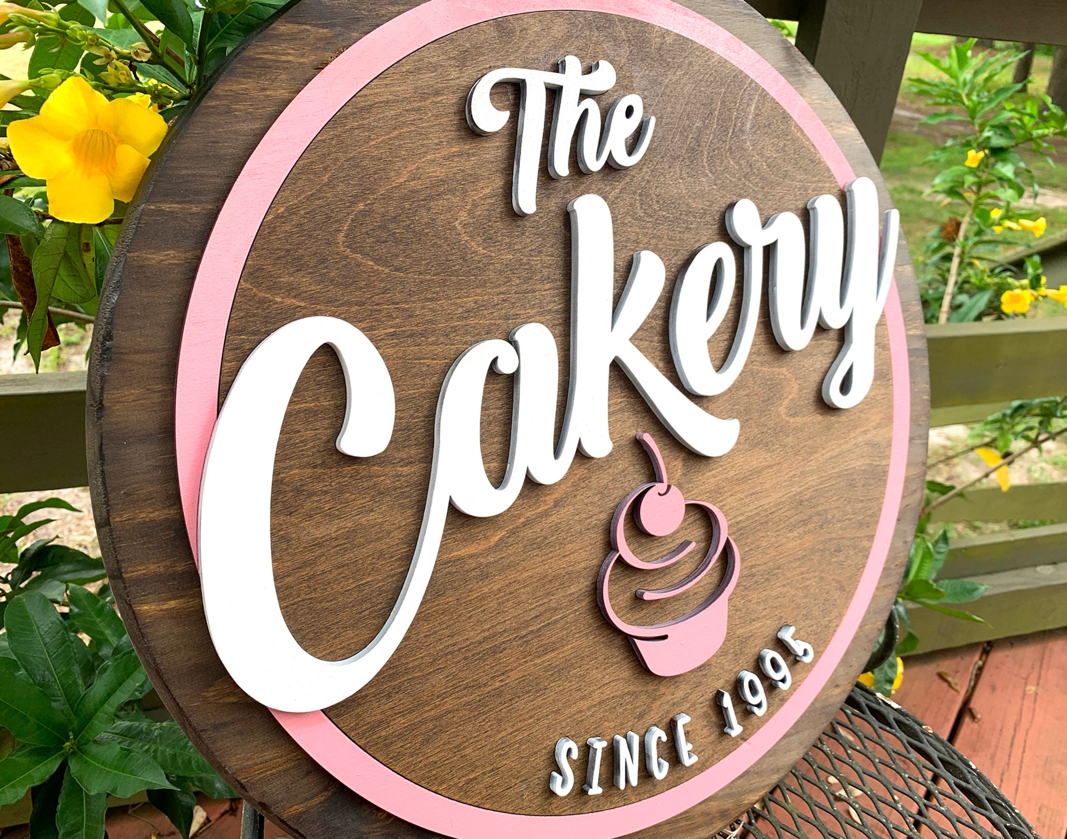 Custom Bakery Logo Sign, Cake Shop Store Sign, Wooden 3D Business Sign, Custom Logo Signage, Outdoor Shop Sign, Customized Brand Sign