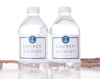 Nautical Wedding Water Bottle Labels - Wedding Bottle Stickers - Water Bottle Labels for Weddings - Nautical Theme - Waterproof - #wdiW-215