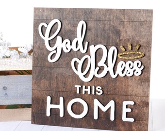 God Bless This Home Sign, God Bless Sign, Home Decor Sign, Christian Home Decor, God Bless Decor Gifts, Christian Gifts, Wood Home Decor