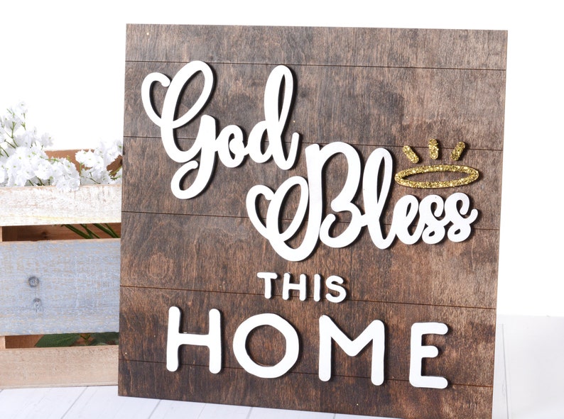 God Bless This Home Sign, God Bless Sign, Home Decor Sign, Christian Home Decor, God Bless Decor Gifts, Christian Gifts, Wood Home Decor Bild 1