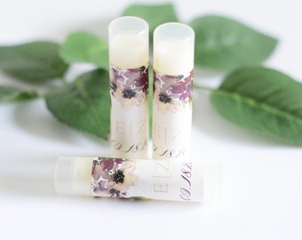 Wedding Chapsticks - Wedding Lip Balms - Wedding Chapstick Favors - Lip Balm Labels- Lip Balm Stickers & Tubes - Vintage Floral - #wdiL-279