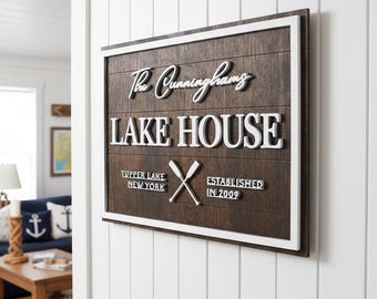 Customized Lake House Sign, Family Lake House, Lake House Decor, Lake Gifts, Lake Themed Home Decor, Lake House Gifts, Housewarming Gift