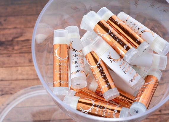 Metallic Wedding Lip Balm Favors - Rustic Wedding Chapstick Favors - METALLIC FOIL Wedding Stickers - #wdiL-218 Il_570xn
