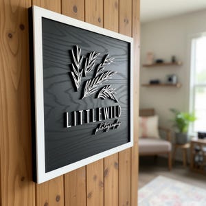 Custom Square Wooden Logo Sign, Durable Weatherproof Business Signage, Storefront Brand Plaque