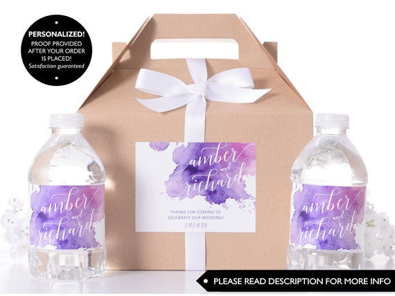 Watercolor Wedding Boxes - Wedding Favor Box / Welcome Boxes with Water Bottle Labels - Favor Box Kits - Hotel Welcome Kit - #wdiG-254 Il_570xn