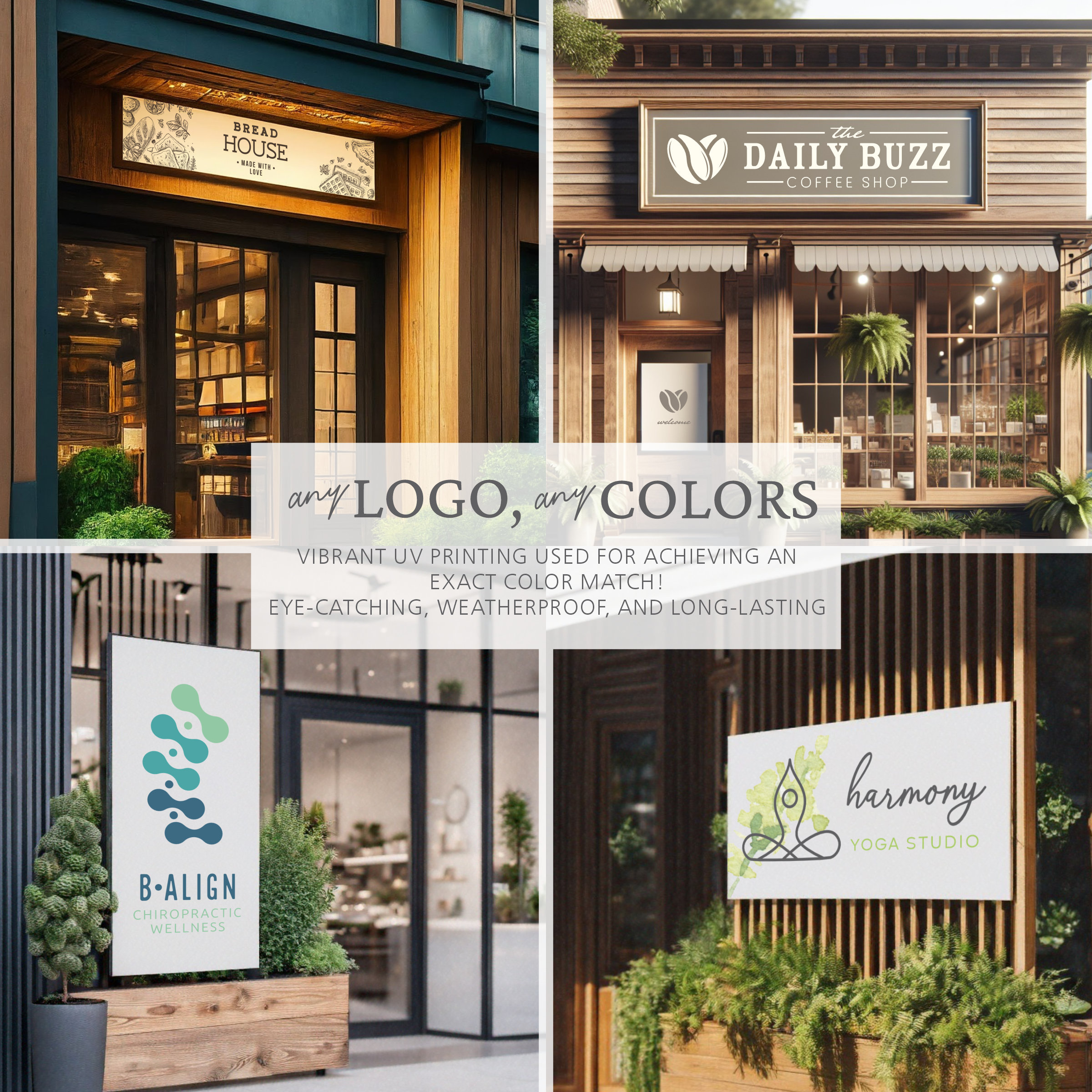 Outdoor Business Storefront Sign: Branded Logo Printed PVC Signs ...