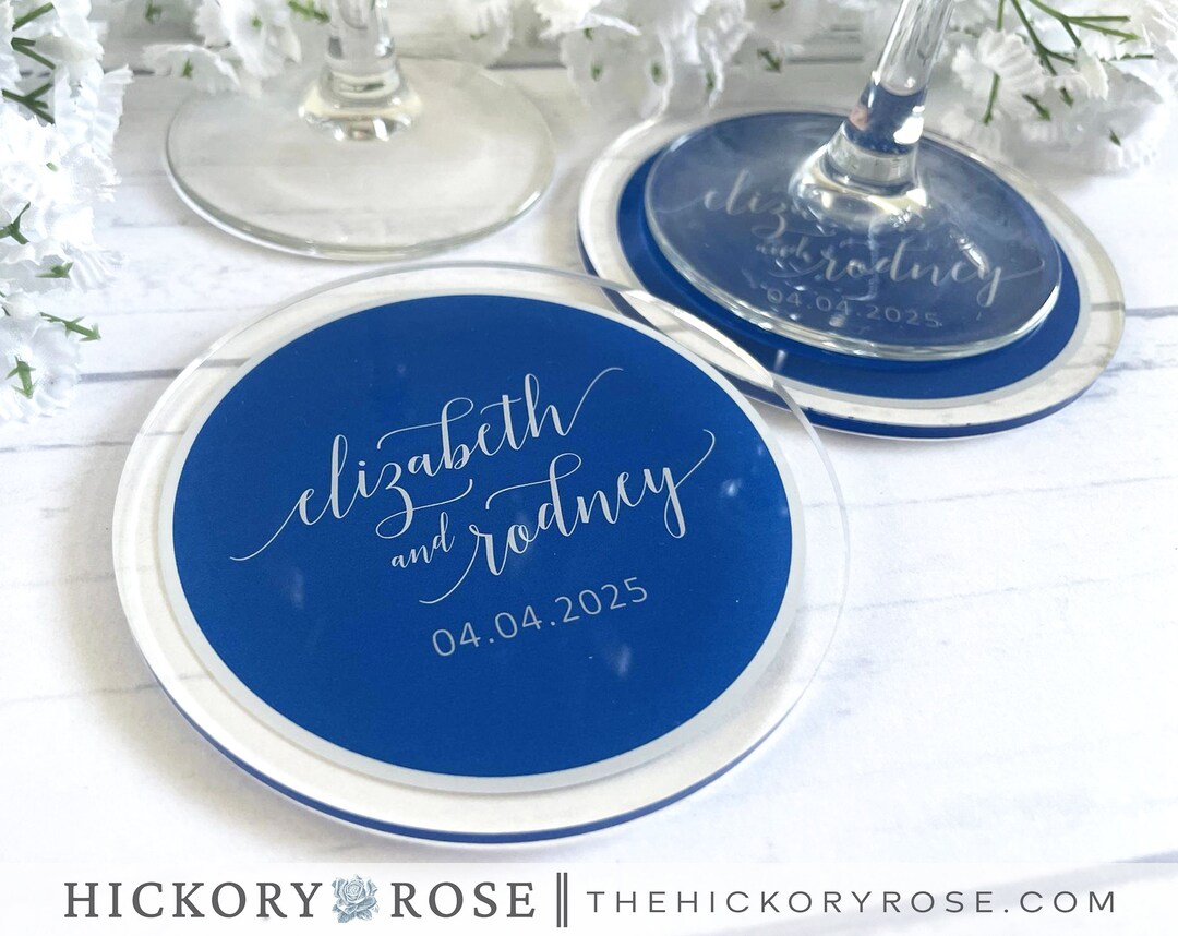 Modern Wedding Coasters, Stylish Wedding Decor, Clear Acrylic Coasters