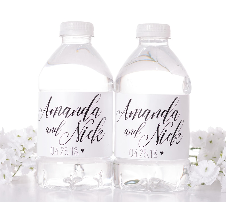 script wedding water bottle labels calligraphy water bottle etsy