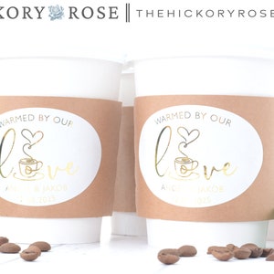 METALLIC FOIL Wedding Cups, Wedding Coffee Cups, Beverage Supplies, Gold Wedding Decor, Metallic Foil Cup Stickers, Wedding Coffee Bar