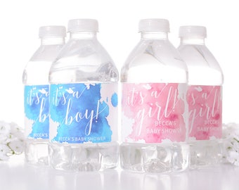 Baby Shower Water Bottle Labels - Baby Shower Stickers - Waterproof Water Bottle Labels for Baby Shower - Watercolor Baby Shower #bsiW-59