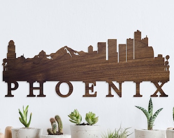 Phoenix Skyline Sign, Phoenix AZ Skyline Cutout, Wooden Skyline Art, Arizona Gifts, Phoenix AZ Sign, Arizona Wall Sign, Skyline Wall Art