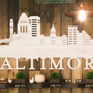Baltimore Wall Sign, Baltimore Skyline Sign, Baltimore Wall Art, Maryland Decor, Maryland Home Decor, Travel Theme Gifts, Housewarming Gift