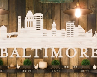 Baltimore Wall Sign, Baltimore Skyline Sign, Baltimore Wall Art, Maryland Decor, Maryland Home Decor, Travel Theme Gifts, Housewarming Gift