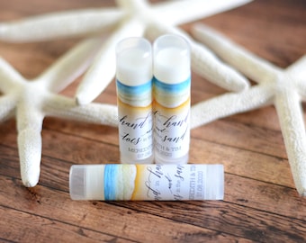 Custom Wedding Chapstick Labels, Wedding Lip Balm Wrappers, Personalized Beach Lip Balm Stickers, Ocean Themed Wedding Stickers